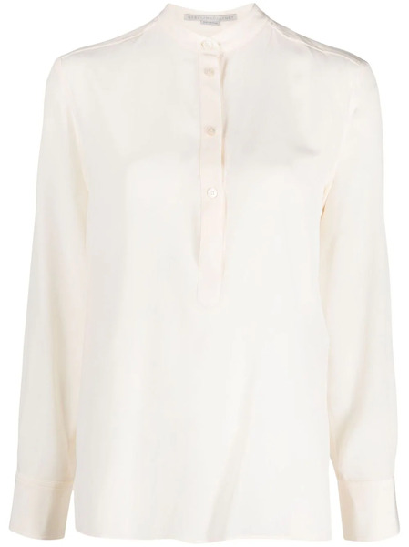  Stella Mccartney Band-collar Silk Blouse - Neutrals 