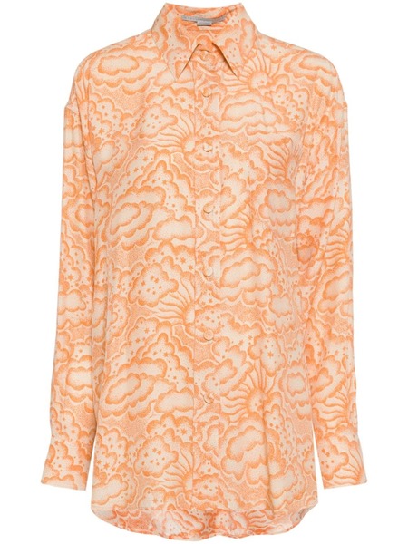  Stella Mccartney Cloud-print Silk Shirt - Orange 