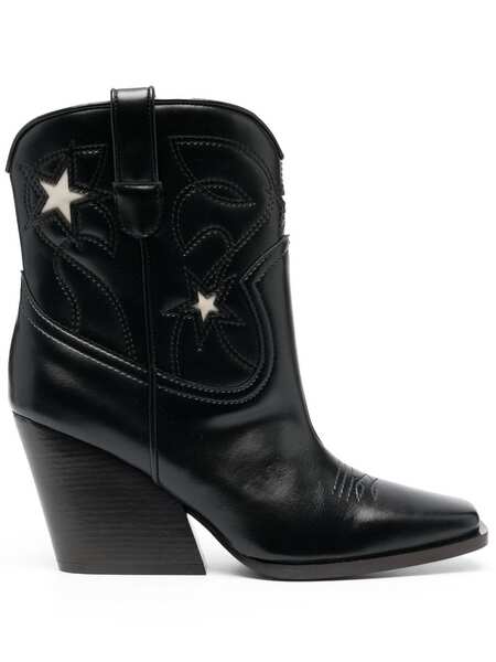  Stella Mccartney Cloudy Alter 85mm Embroidery Cowboy Boots - Black 