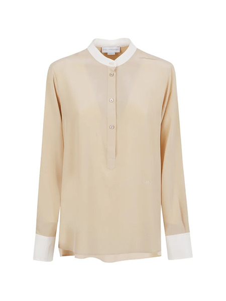  Stella Mccartney Contrast-panel Long-sleeve Blouse - Neutrals 