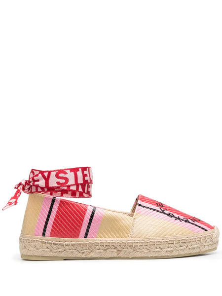  Stella Mccartney Embroidered-logo Flat Espadrilles - Neutrals 