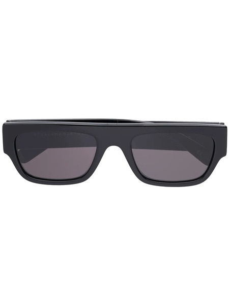  Stella Mccartney Eyewear Rhinestone Logo Rectangular-frame Sunglasses - Black 