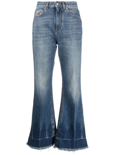  Stella Mccartney Frayed-edge Cropped Jeans - Blue 
