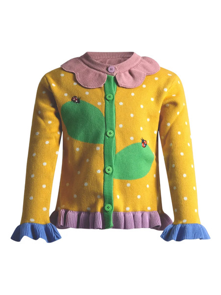  Stella Mccartney Kids Polka-dot-pattern Ruffled Cardigan - Yellow 