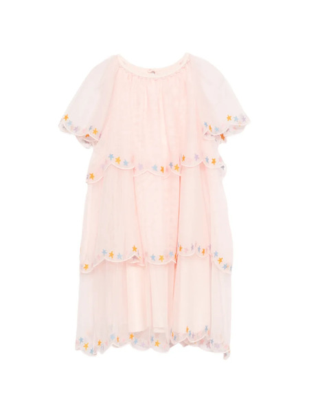  Stella Mccartney Kids Star-embroidered Tiered Dress - Pink 