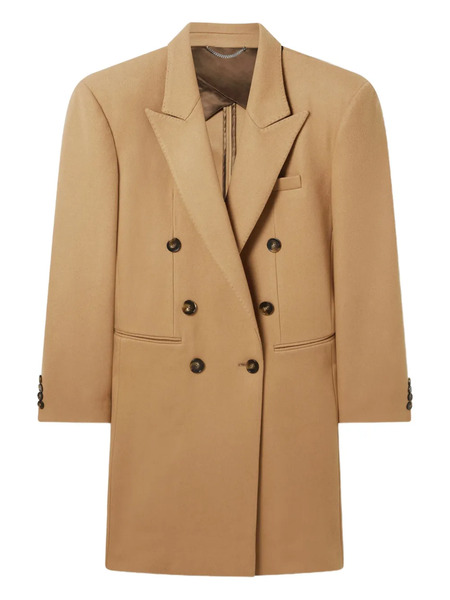  Stella Mccartney Padded-shoulder Double-breasted Coat - Brown 