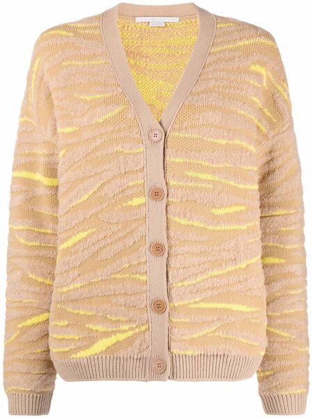  Stella Mccartney Tiger-pattern Knitted Cardigan - Neutrals 