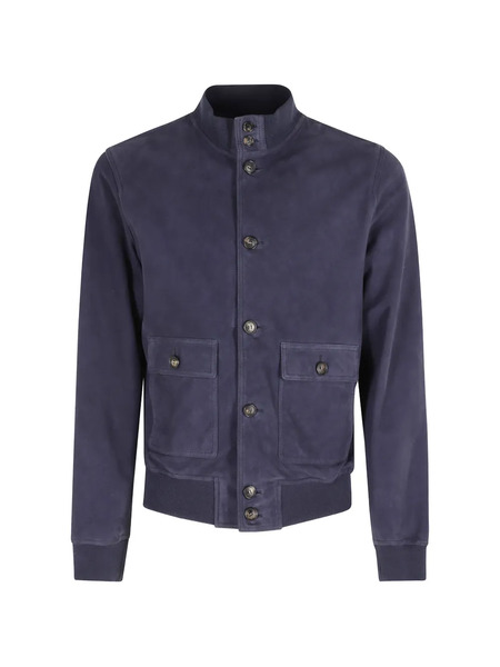  Stewart Buttoned Suede Jacket - Blue 