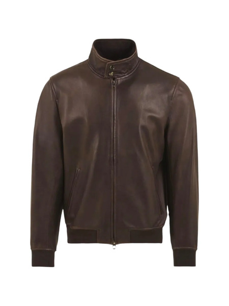  Stewart Long-sleeved Leather Jacket - Brown 