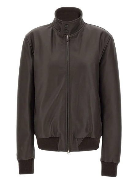  Stewart Ribbed-trim Leather Jacket - Brown 