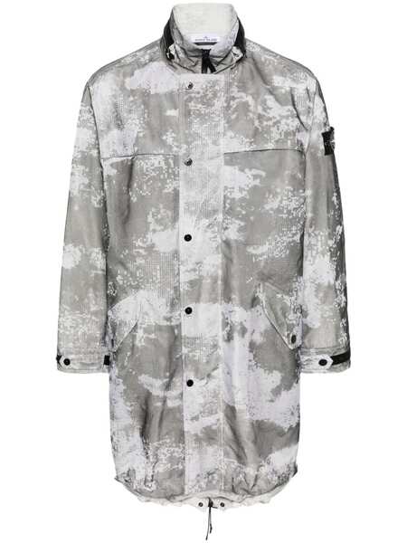  Stone Island Compass-badge Mesh-overlay Parka - Grey 
