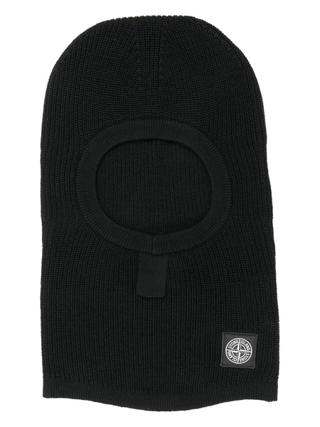  Stone Island Compass-patch Virgin Wool Balaclava - Black 