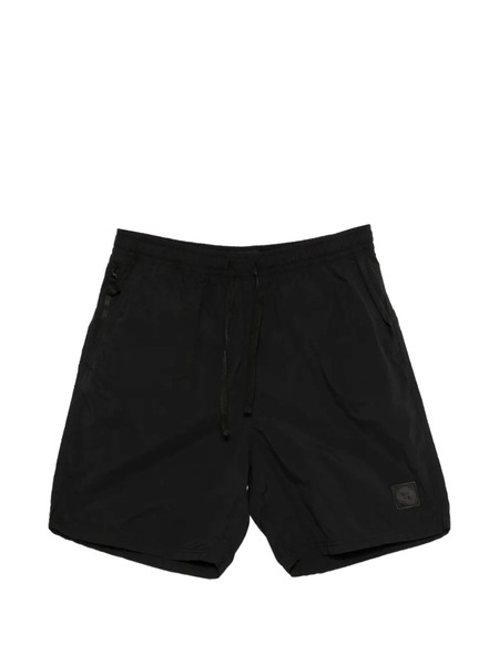  Stone Island Drawstring Logo Patch Shorts - Black 