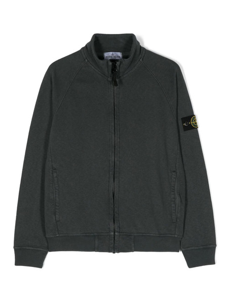  Stone Island Junior Compass-badge Zipped Sweatshirt - Grey 