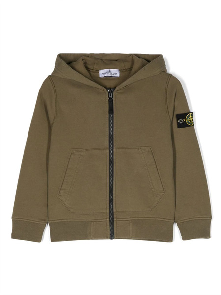  Stone Island Junior Compass Logo-patch Zipped Cardigan - Green 