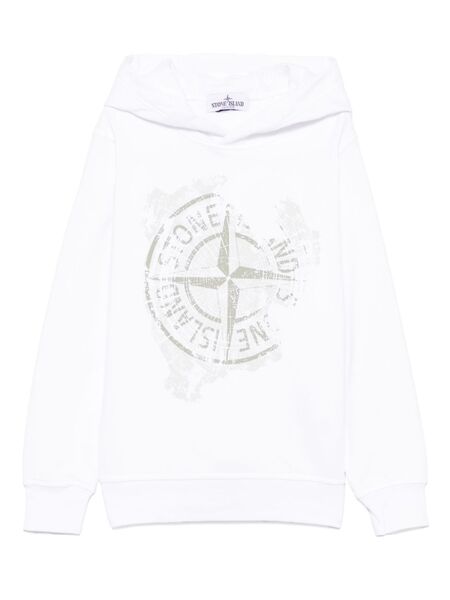  Stone Island Junior Compass-motif Hoodie - White 
