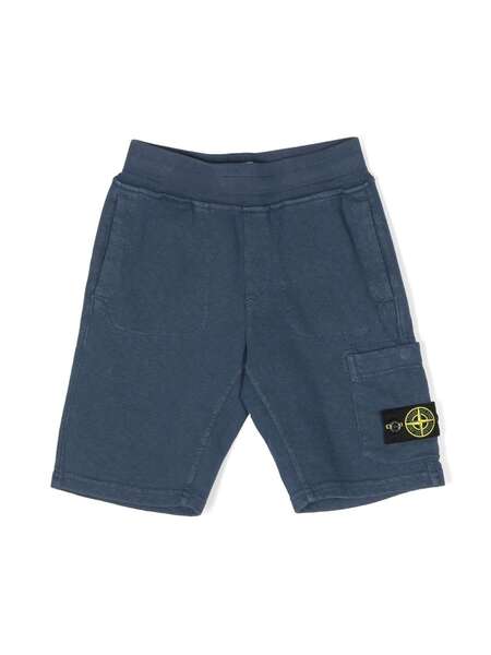  Stone Island Junior Compass-patch Cargo Shorts - Blue 
