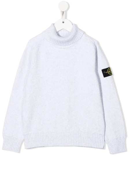  Stone Island Junior Compass-patch Roll-neck Jumper - Grey 