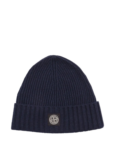  Stone Island Junior Logo-patch Beanie - Blue 