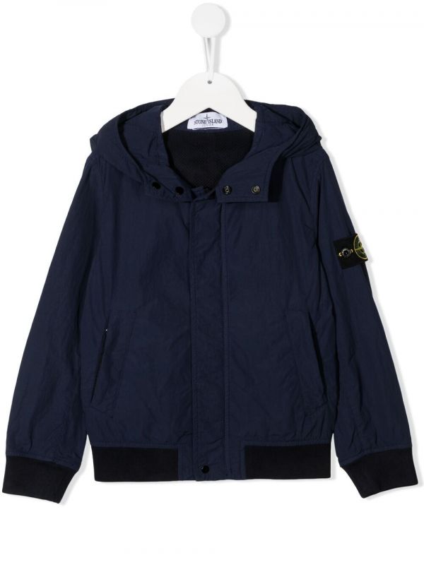  Stone Island Junior Logo Patch Bomber Jacket - Blue 