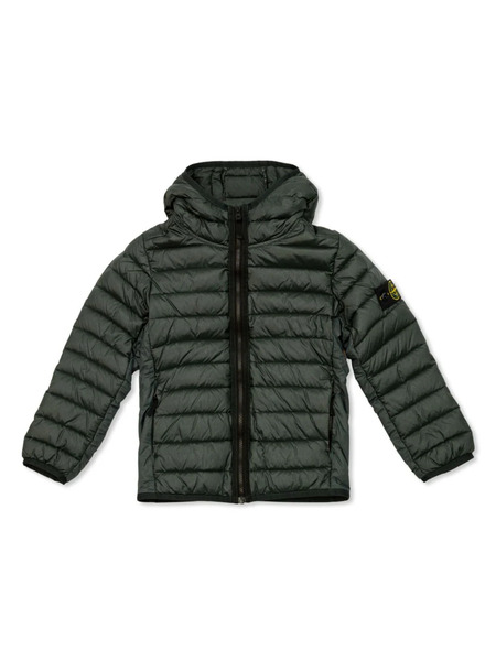  Stone Island Junior Logo-patch Hooded Quilted Jacket - Green 