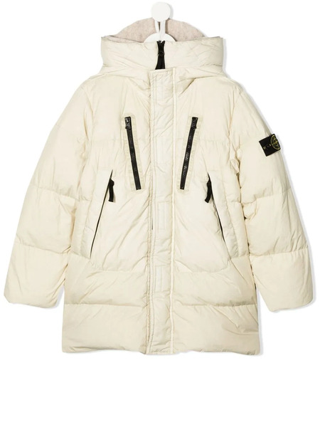  Stone Island Junior Logo-patch Padded Coat - Neutrals 