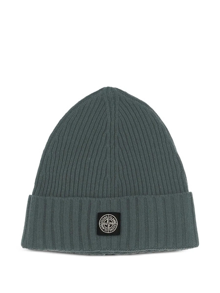  Stone Island Junior Logo-patch Ribbed Beanie - Green 