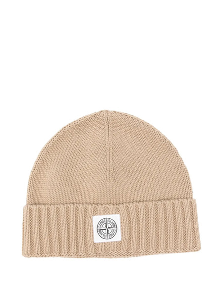  Stone Island Junior Logo-patch Ribbed Beanie - Neutrals 