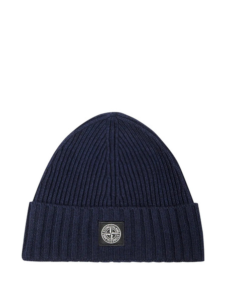  Stone Island Junior Logo-patch Ribbed Hat - Blue 