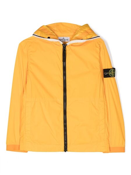  Stone Island Junior Logo-patch Zip-up Hooded Jacket - Yellow 