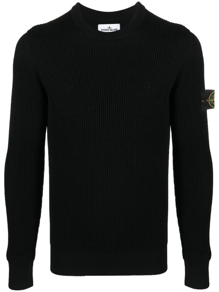  Stone Island Logo-patch Knit Jumper - Black 