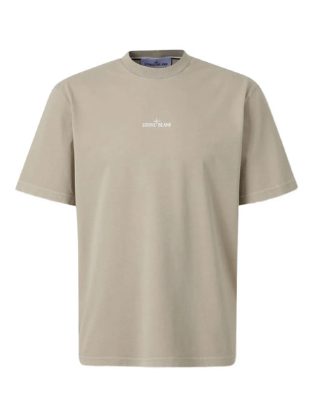  Stone Island Logo-print Circular-logo T-shirt - Neutrals 