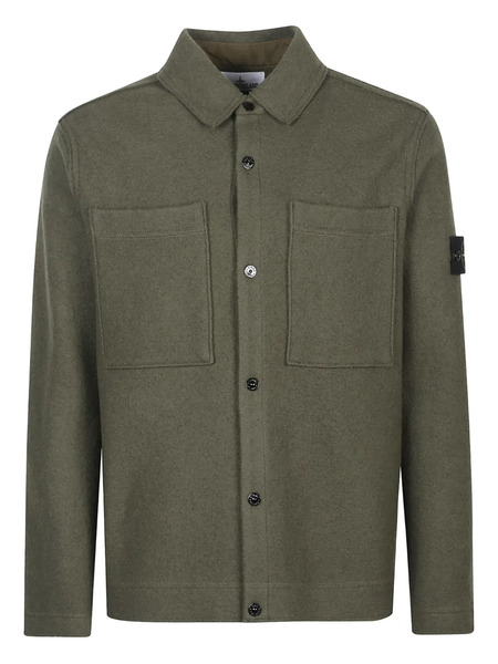  Stone Island Patch-pocket Wool Shirt Jacket - Green 