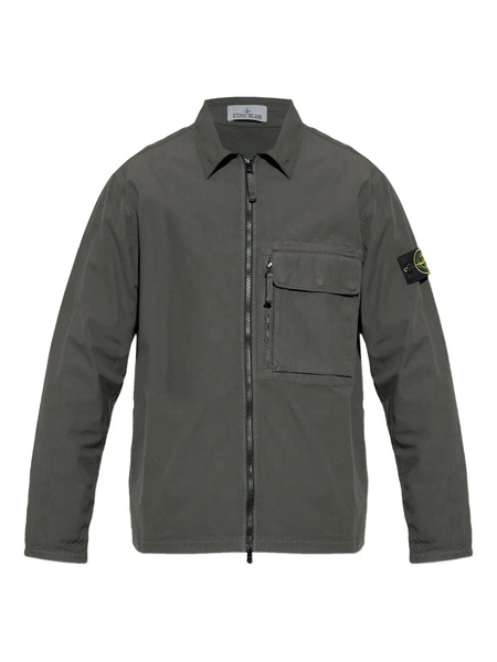  Stone Island Patch-pocket Zip-front Shirt - Grey 