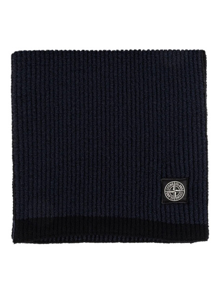  Stone Island Ribbed Compass-patch Scarf - Blue 