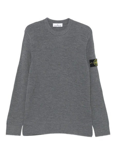  Stone Island Ribbed-knit Logo-patch Sweater - Grey 