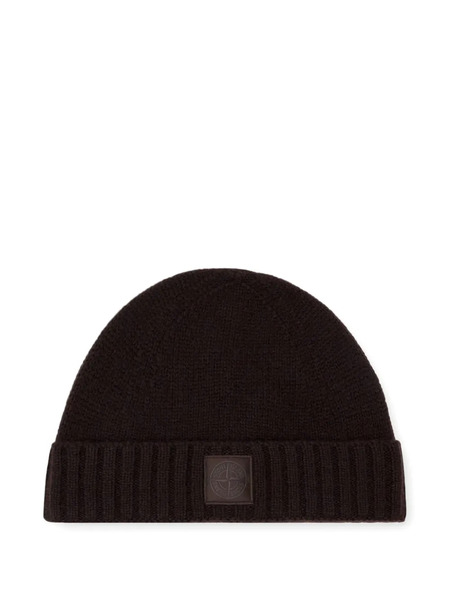  Stone Island Ribbed Logo-patch Beanie - Brown 