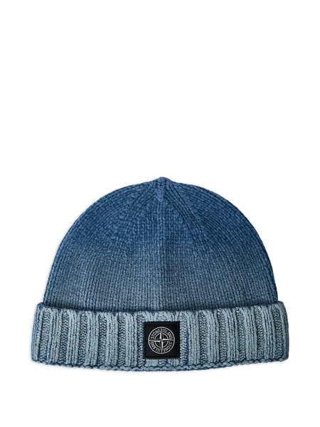  Stone Island Ribbed Logo-patch Beanie Hat - Blue 