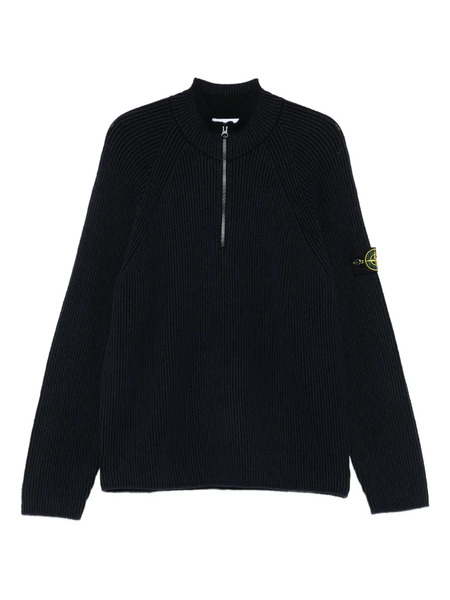  Stone Island Ribbed Zip-neck Sweater - Blue 