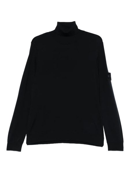  Stone Island Roll-neck Logo-patch Sweater - Black 