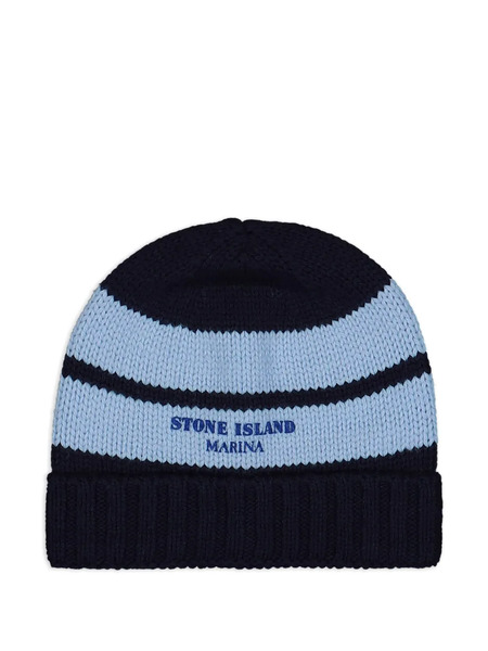  Stone Island Striped-pattern Beanie - Blue 