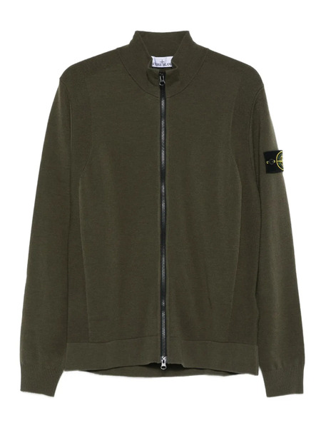  Stone Island 5100062 Zip-front Patch Pocket Sweater - Green 