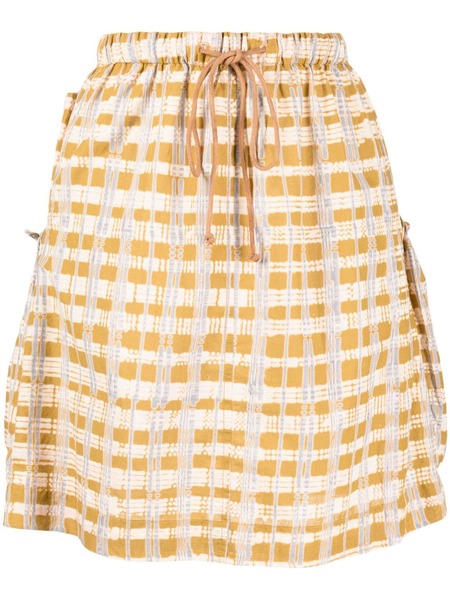  Story Mfg. Check-print Drawstring Skirt - Brown 