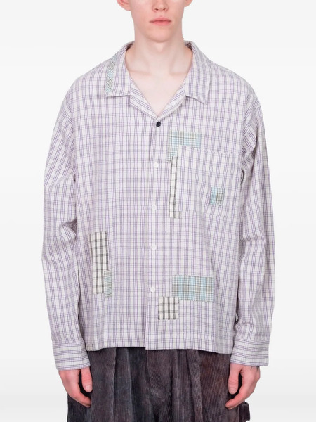  Story Mfg. Greetings Check Patchwork Shirt - White 