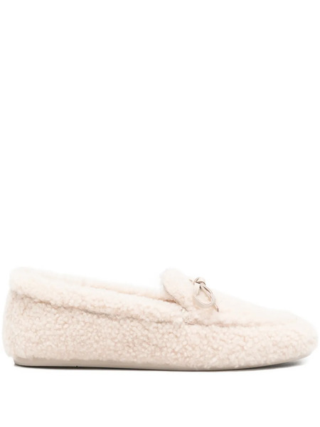  Stuart Weitzman Britt Shearling Bow Loafers - Neutrals 