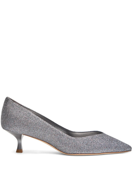  Stuart Weitzman Eva 35mm Glitter Pumps - Silver 