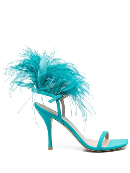  Stuart Weitzman Feather-detail Open-toe 115mm Sandals - Blue 
