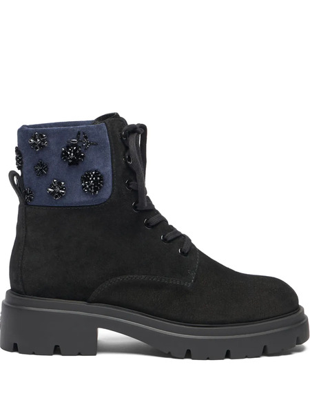  Stuart Weitzman Hudson Embroidered Lace-up Boots - Black 
