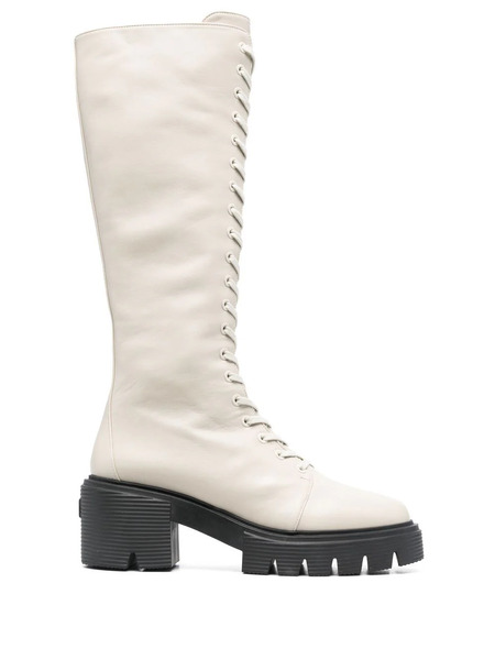  Stuart Weitzman Lace-up Chunky Boots - Neutrals 