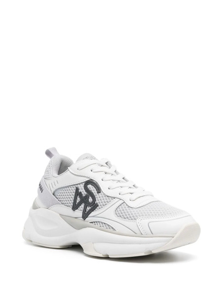  Stuart Weitzman Logo-patch Mesh Chunky Sneakers - Grey 